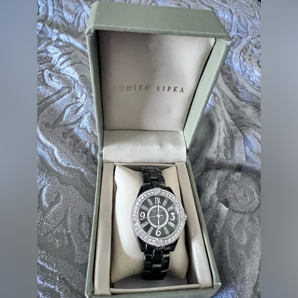 Judith Ripka Ceramic and Stainless Steel
Diamonique Bracelet Watch